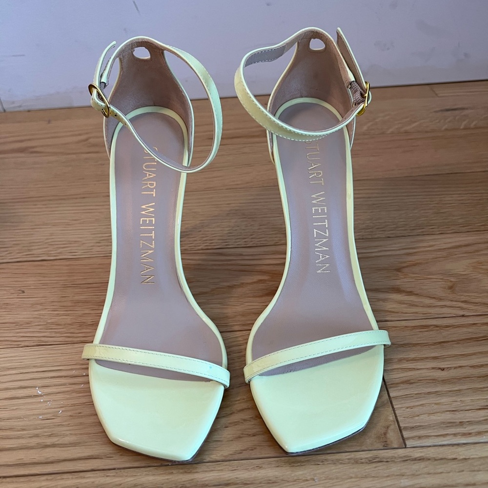 Stuart Weitzman Yellow Open Toe Heels